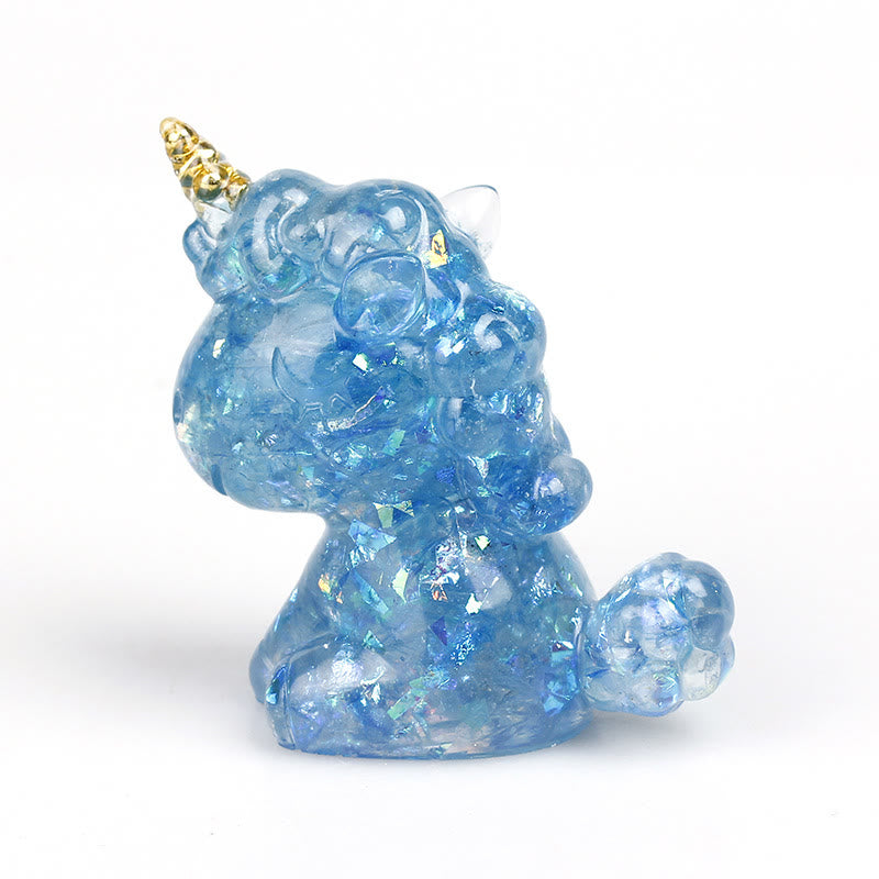 Olivenorma Crystal Unicorn Gemstone Decoration - Aquamarine&Gold Foil - image 40
