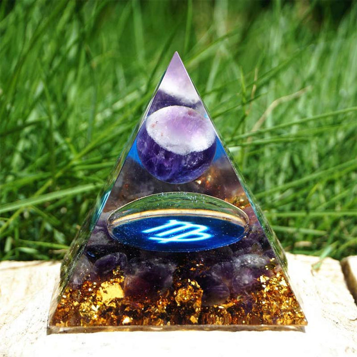 (Clearance 30% OFF / CODE: OFF30) - Olivenorma Amethyst Virgo Zodiac Orgone Pyramid