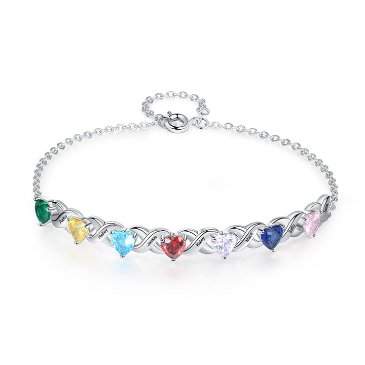 Olivenorma Custom Engraved Mothers Birthstone Bracelet