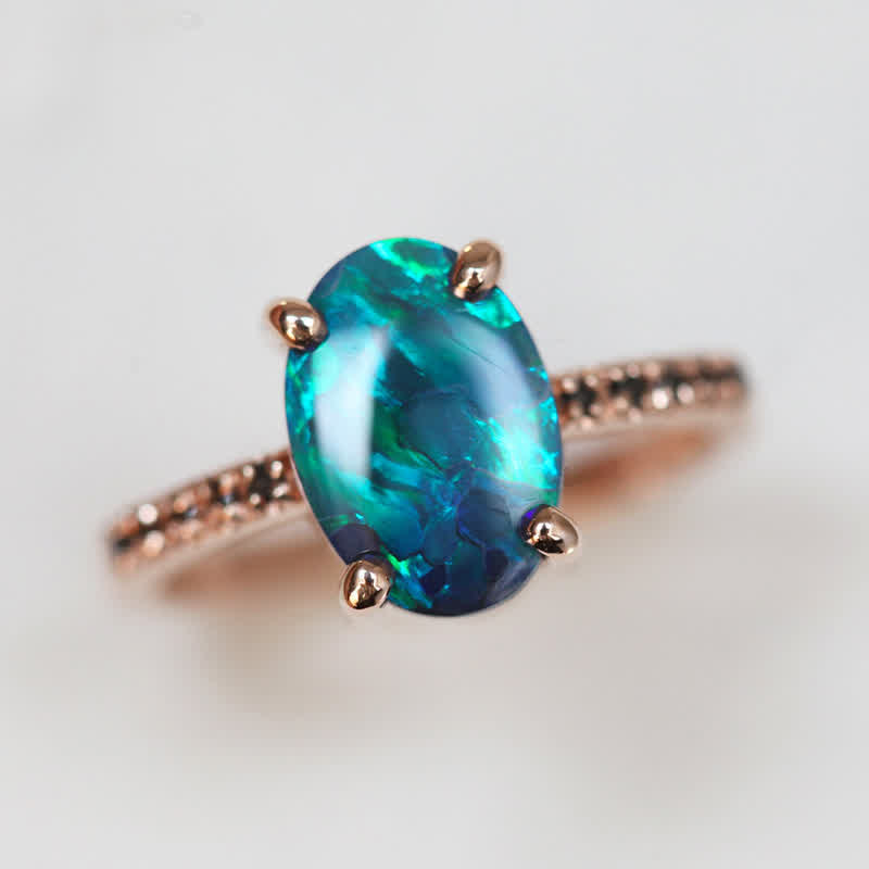 Olivenorma Sapphire With Opal 3 - Piece Ring Set - image 6