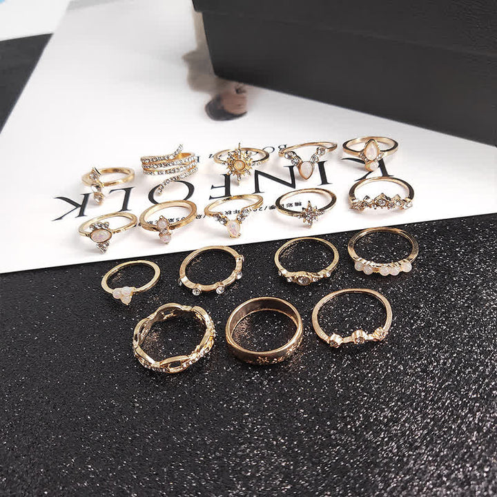 Olivenorma Vintage Opal 17 - Piece Ring Set