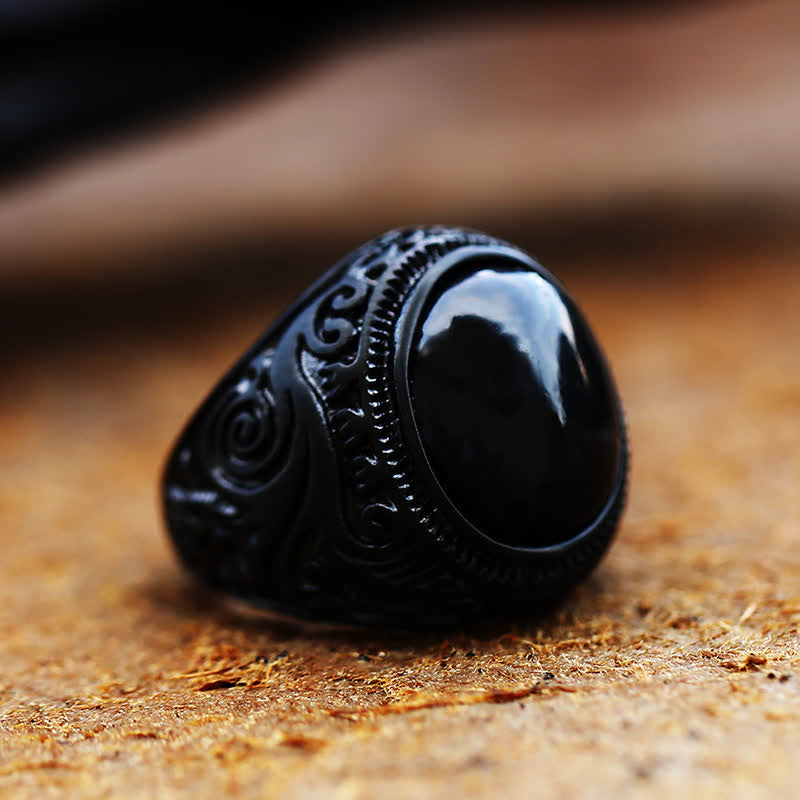 Olivenorma Black Turquoise Stainless Steel Ring