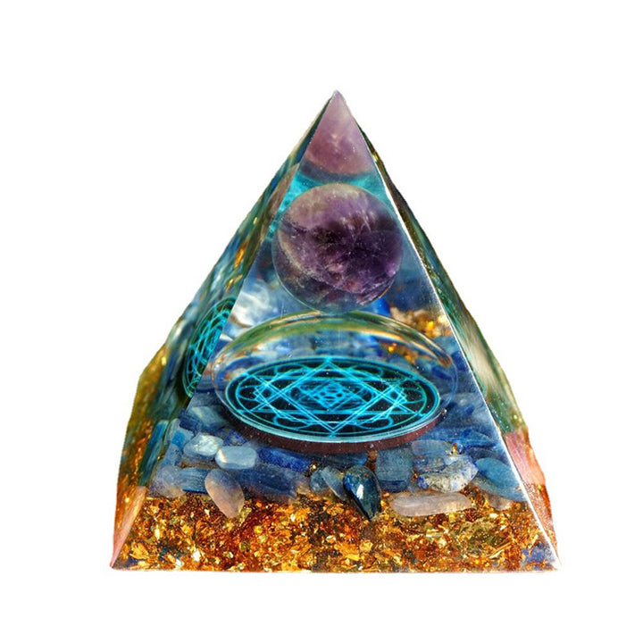 Amethyst with Kyanite Natural Orgone Pyramid