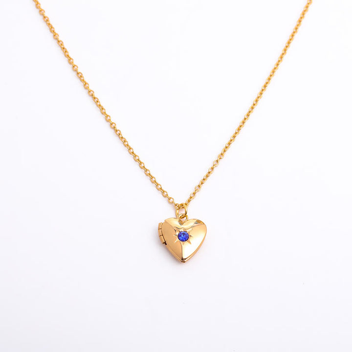 Olivenorma "Shine in My Heart"-Birthstone Heart Album Necklace