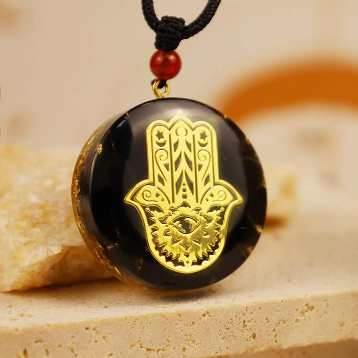 Obsidian With Hamsa Transform Necklace