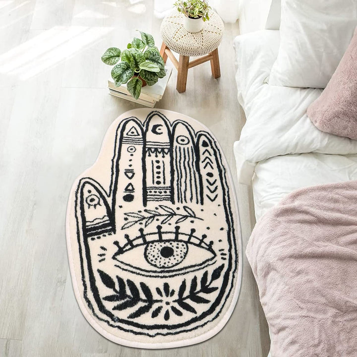 Olivenorma White Hamsa Symbol Soft Area Carpet