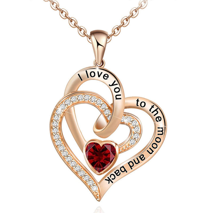 FREE Today: "I Love You to the Moon and Back" – Eternal Hearts Birthstone Necklace - Rosegold - January - Card Style One - image 31