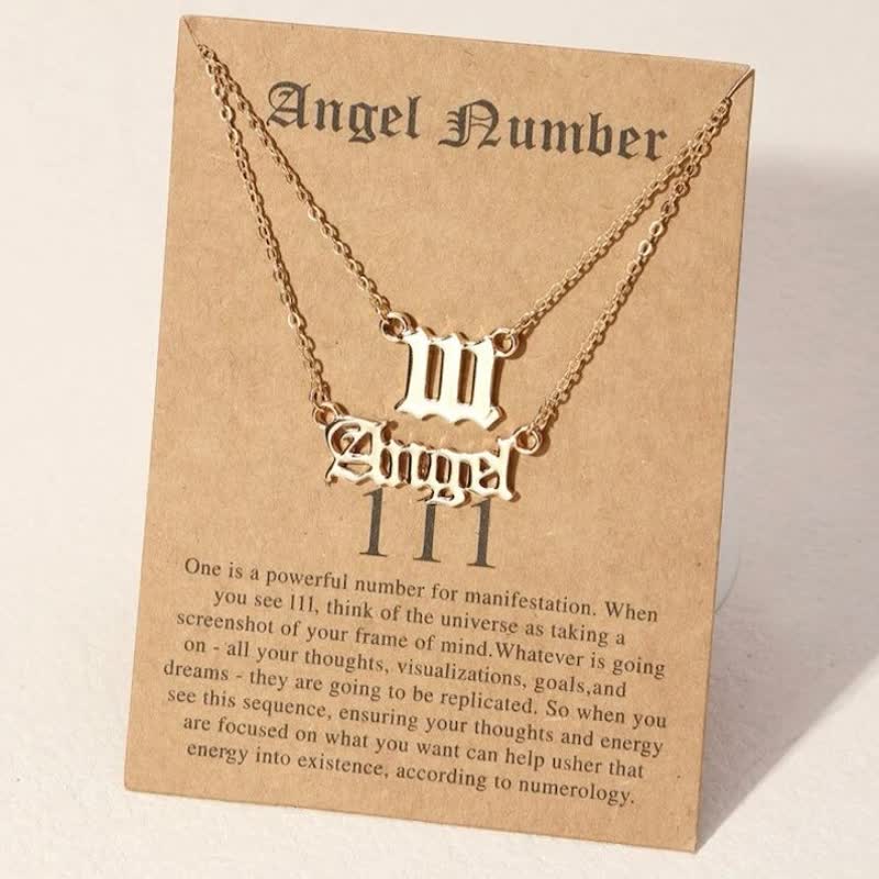 Olivenorma Angle Number & Angel Dainty Double Necklace