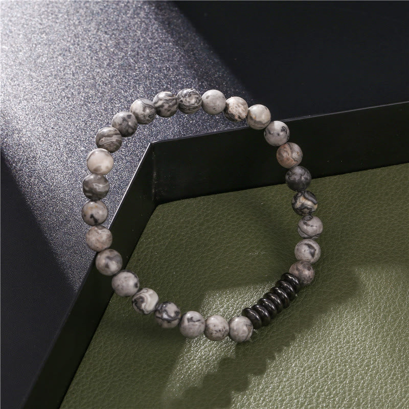 Olivenorma 6mm Natural Stone Beads Mens Bracelet