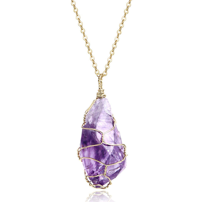 Olivenorma Amethyst Crystal Healing Necklace