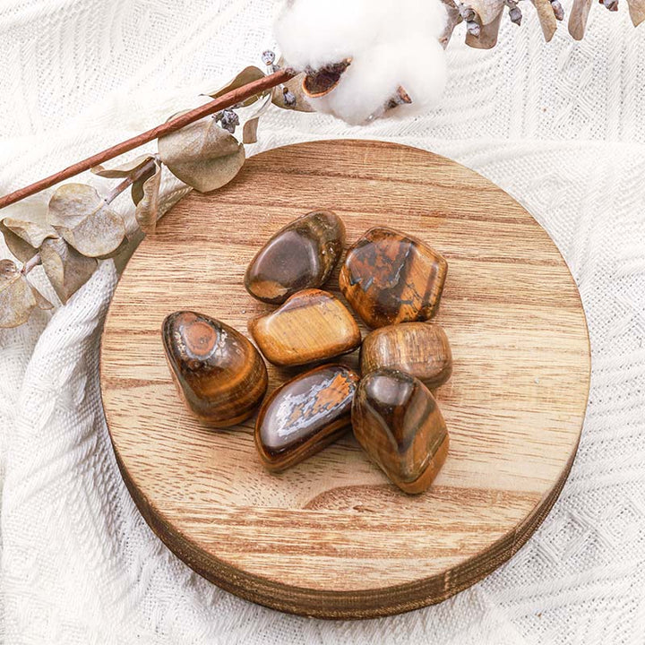 Olivenorma Tiger Eye Natural Tumbled Stone Set