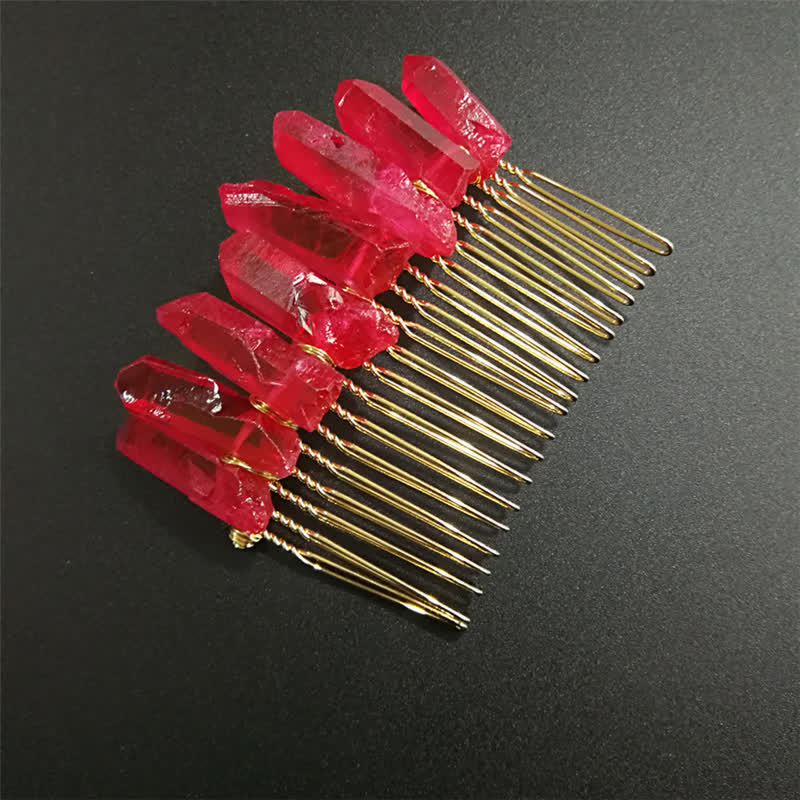 Natural Crystal U Shape Hair Comb Crystal Crown