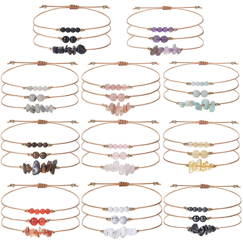 Olivenorma Gravel Beaded Braided Bracelet Set