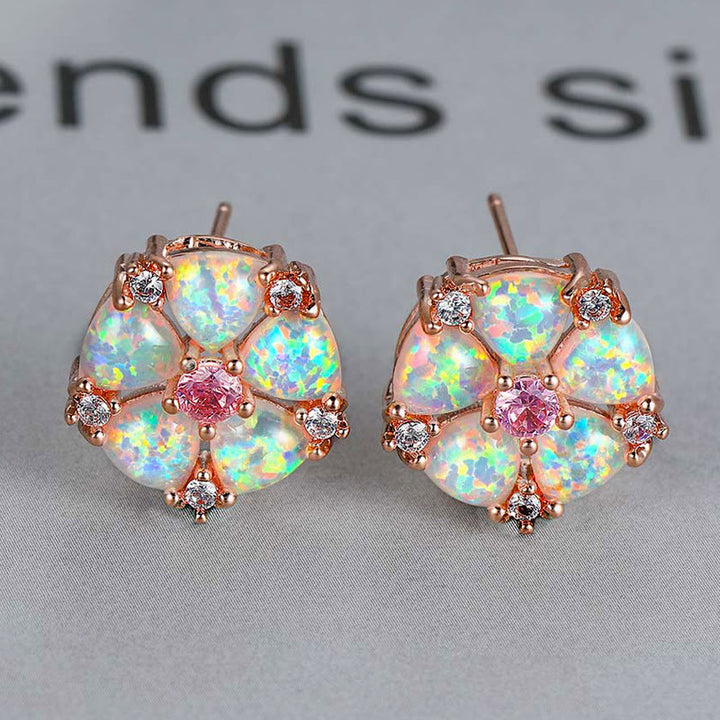 Olivenorma Opal Flower Shaped Earrings