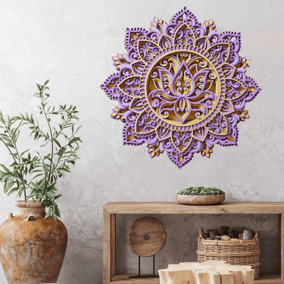 Olivenorma Blue Lotus Mandala 3D Painting Wall Decor