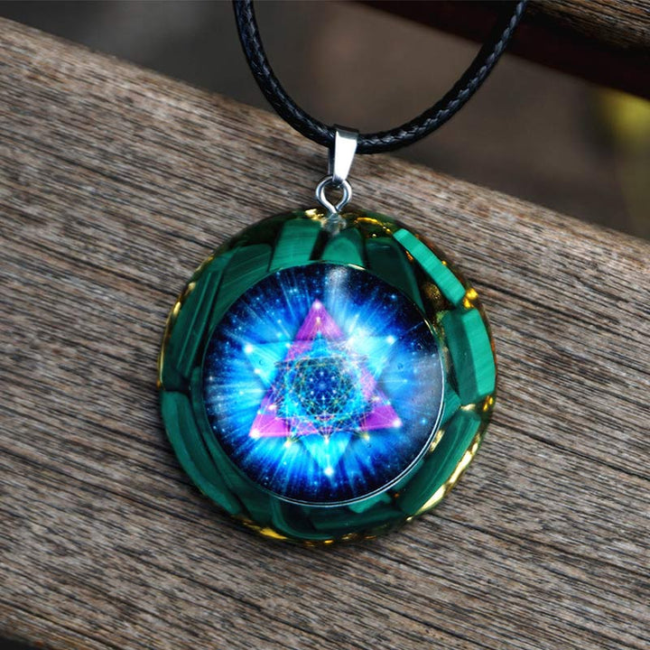 Olivenorma Malachite Metatron's Cube Reki Necklace