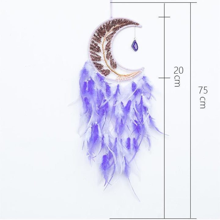 Olivenorma Natural Gravel Woven Tree of Life Moon Dream Catcher