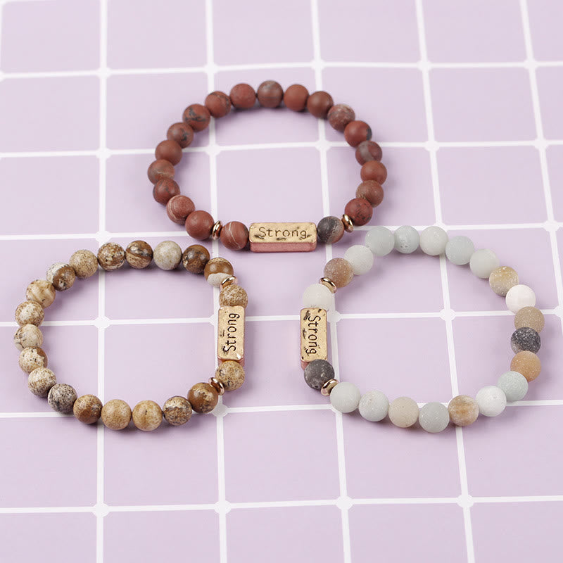 Olivenorma Natural Gemstone Strong Engraving Bracelet