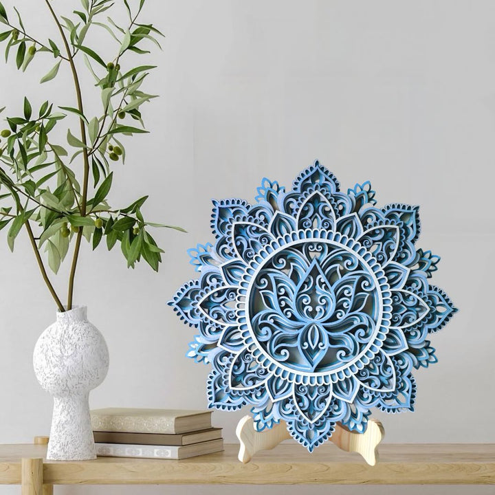 Olivenorma Blue Lotus Mandala 3D Painting Wall Decor