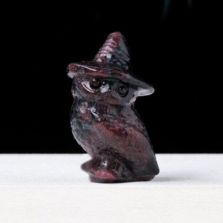 Olivenorma Halloween Crystal Owl Carving Gemstone Decoration