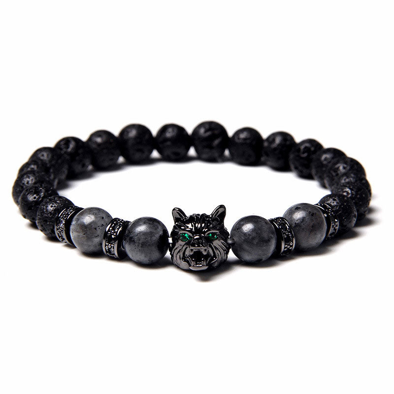 Black Tourmaline Wolf Bracelet - Black Tourmaline - image 0