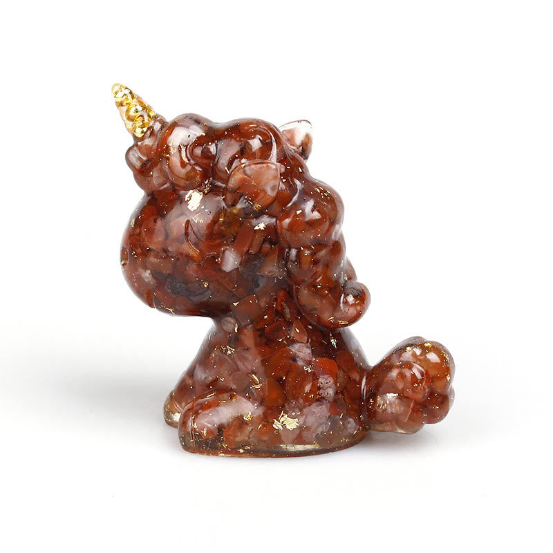 Olivenorma Crystal Unicorn Gemstone Decoration - Red Agate&Gold Foil - image 43