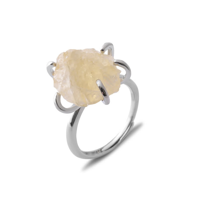 Olivenorma Six Claws Natural Crystal Adjustable Ring