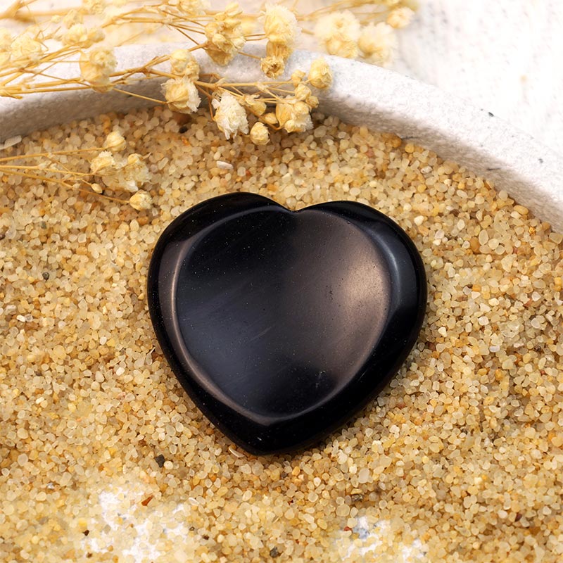 Olivenorma Black Obsidian Protection Heart Worry Stone