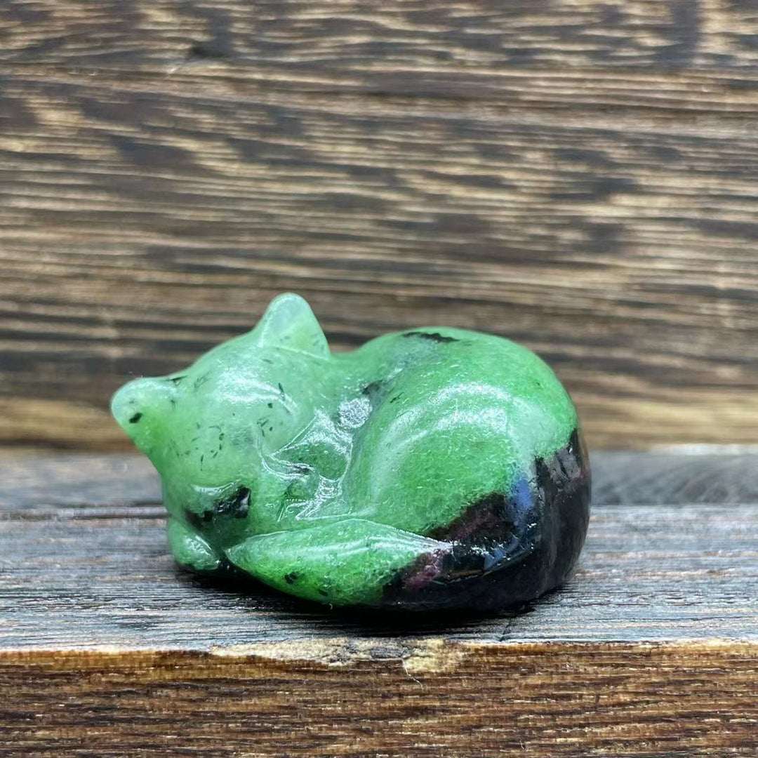 Olivenorma 4cm Natural Crystal Nap Cat Gemstone Decoration - Ruby Zoisite - image 9