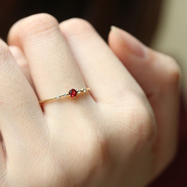 Olivenorma 18K Gold Garnet Minimalist Tiny Ring