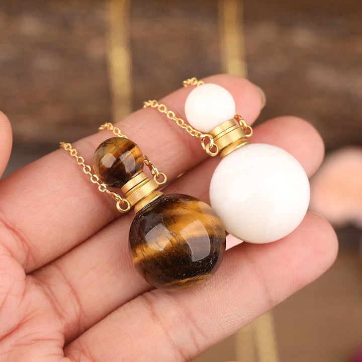 Olivenorma Round Stone Perfume Bottle Pendant Pendants Necklace