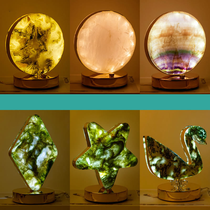 Olivenorma Natural Crystal Stone Table Night Lamp Gemstone Decoration