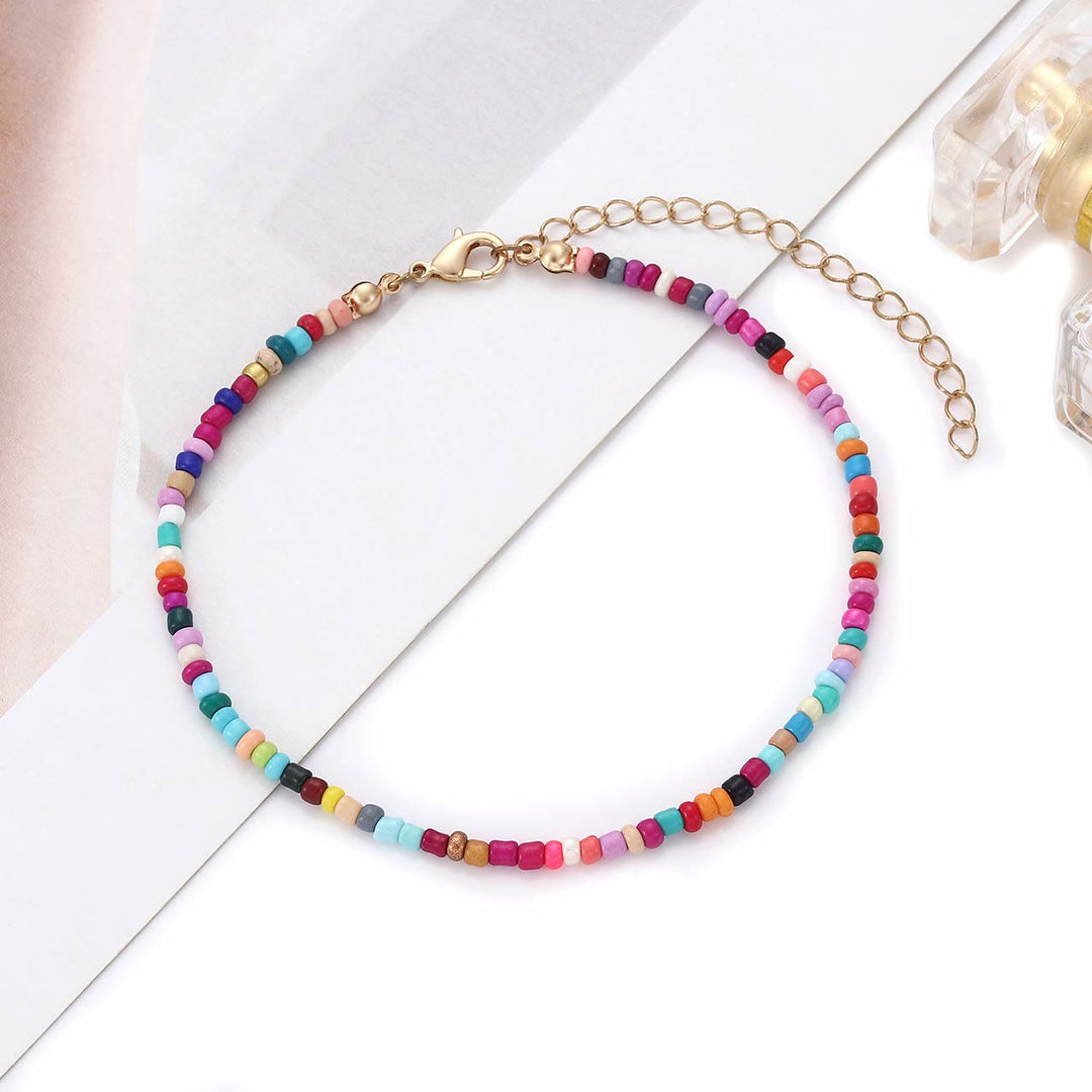 Olivenorma Turquoise Colored Beads Boho Anklet