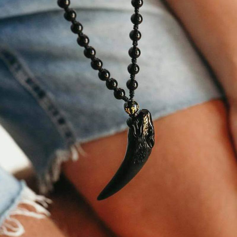 Ice Obsidian Wolf Necklace