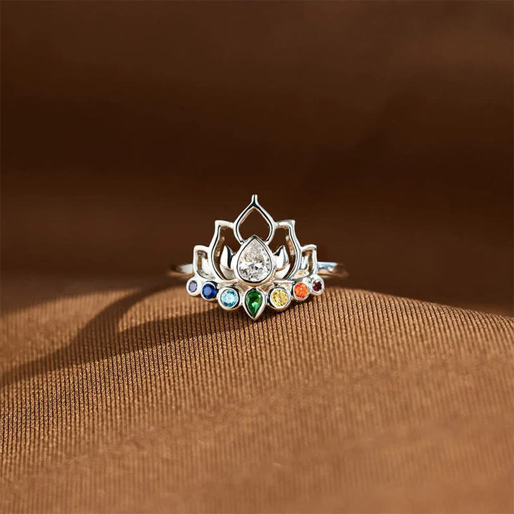 Olivenorma Lotus With 7 Chakras Yoga Rainbow Ring