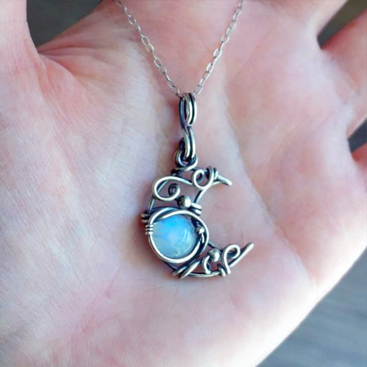 Olivenorma Bohemia Moonstone Silver Moon Necklace