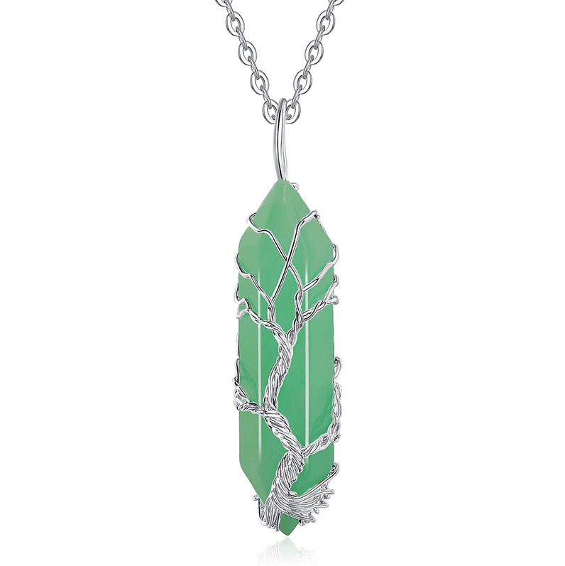Olivenorma Crystal With Tree Of Life Gemstone Necklace - Green Aventurine - image 1
