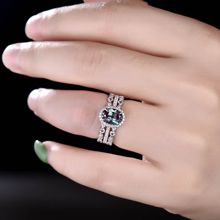 FREE Today: Alexandrite & Emerald 3 - piece Ring - image 2