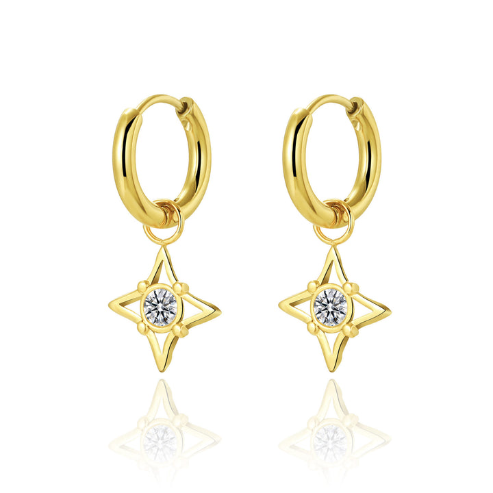 Olivenorma Natural White Turquoise Sun Moon Star Pendant Earrings