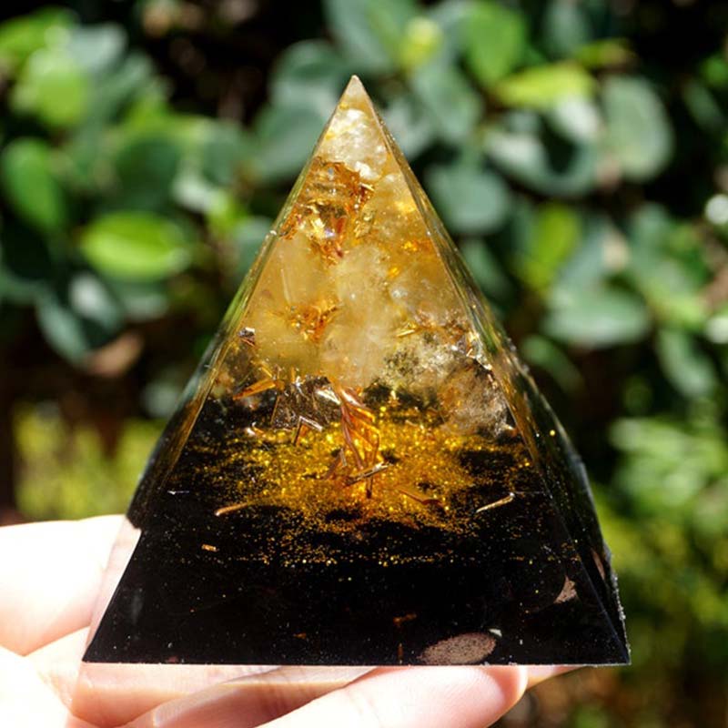 Olivenorma Golden Clarity-Citrine & Obsidian Tree of Life Pyramid - image 6
