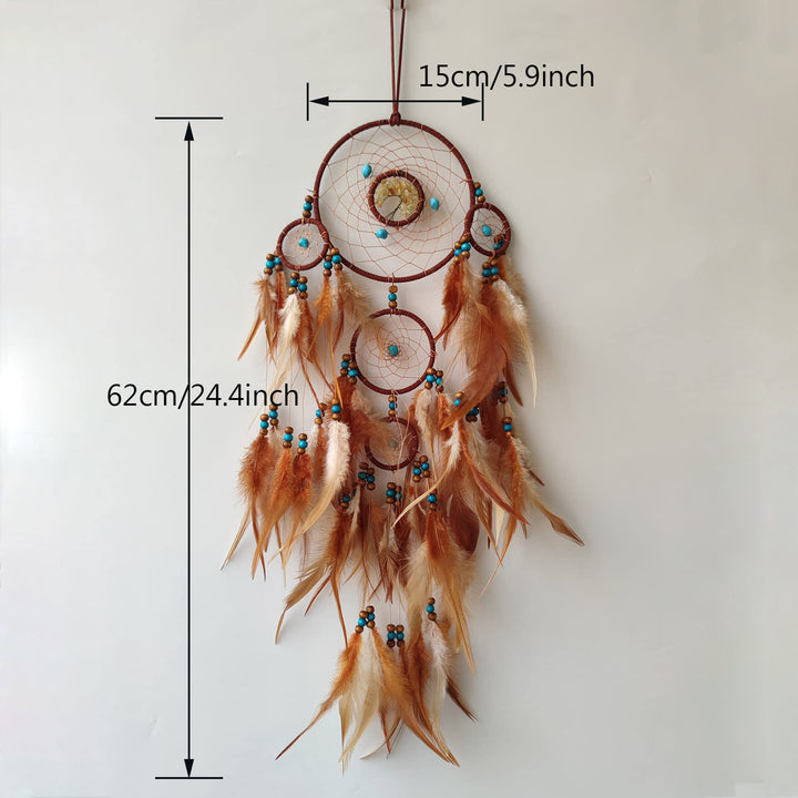 Olivenorma Citrine Turquoise Tree Of Life Feather Dream Catcher