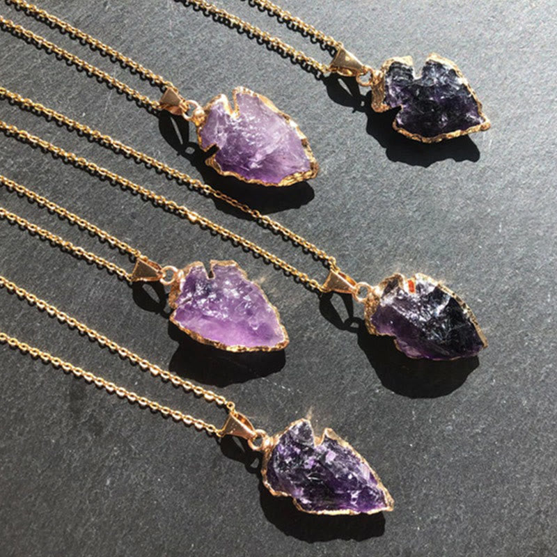 Olivenorma Natural Crystal Carnelian Arrowhead Necklace - Amethyst - image 10