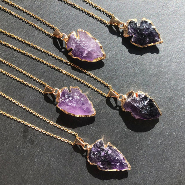 Olivenorma Natural Crystal Carnelian Arrowhead Necklace - Amethyst - image 10