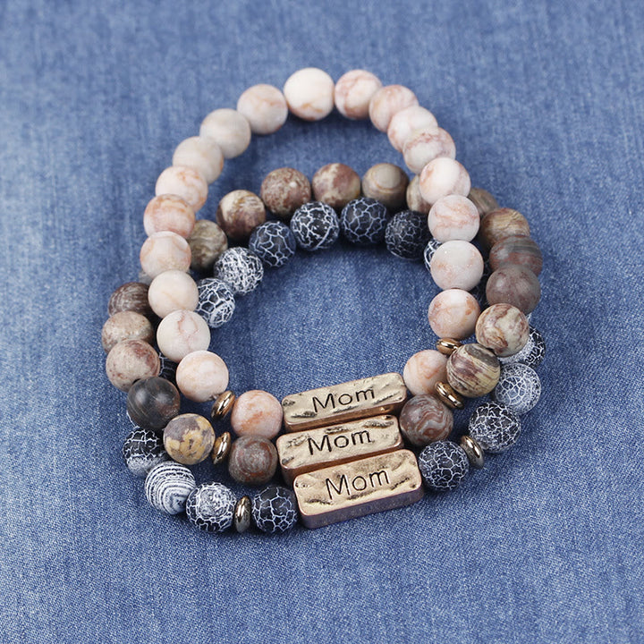 Olivenorma Natural Gemstone Mom Patience Engraving Bracelet