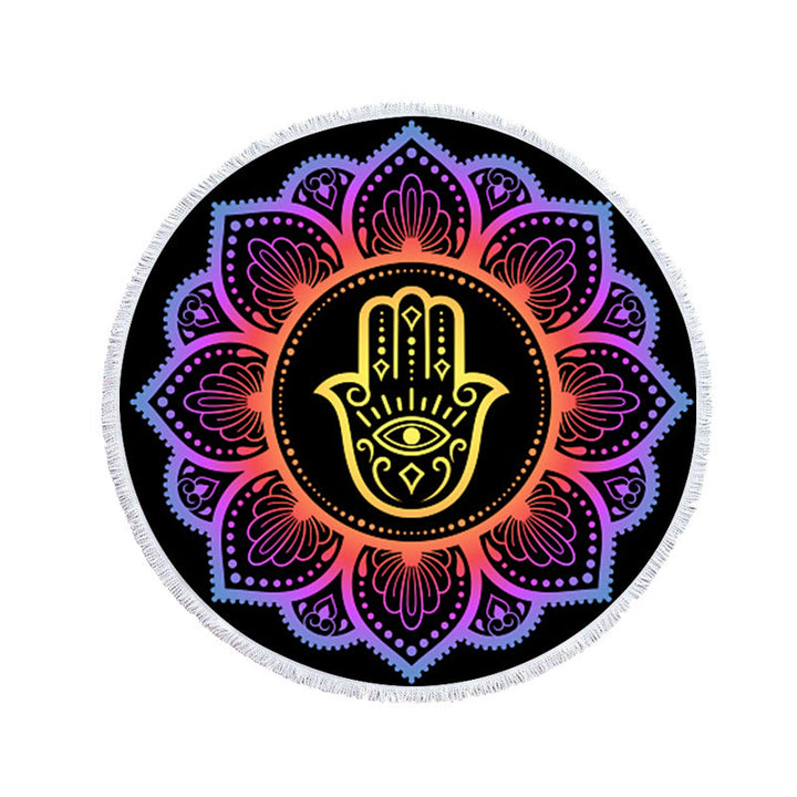 Olivenorma Evil Eye Hamsa Round Beach Towel Tapestry