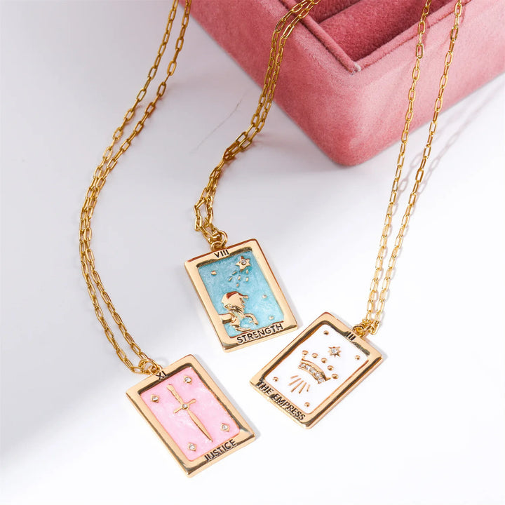 Olivenorma Vintage Tarot Card Square Pendant Titanium Steel Necklace