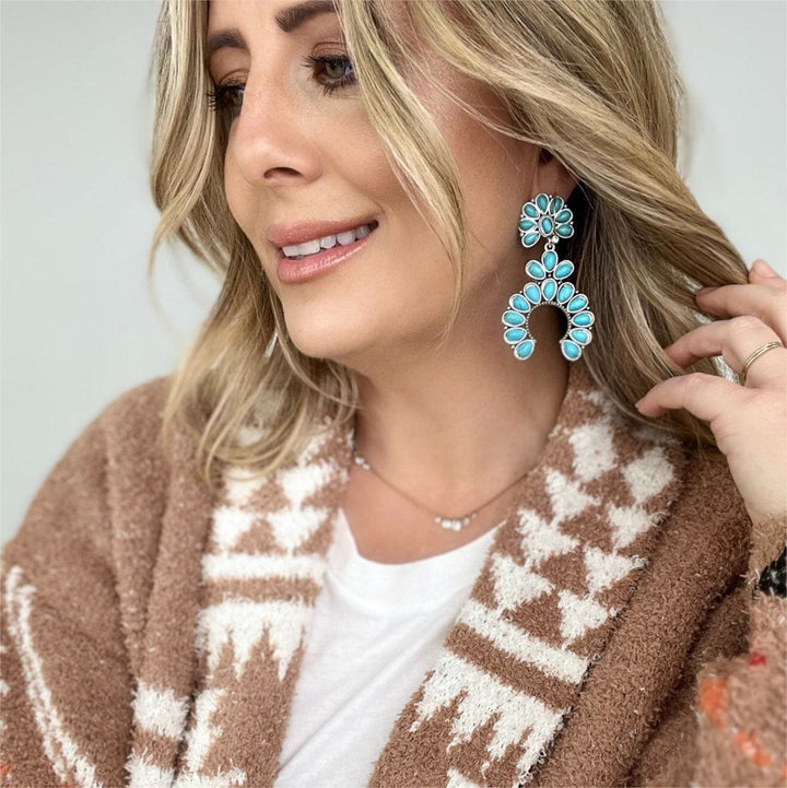 Olivenorma Chunky Turquoise Drop Bohemia Earrings