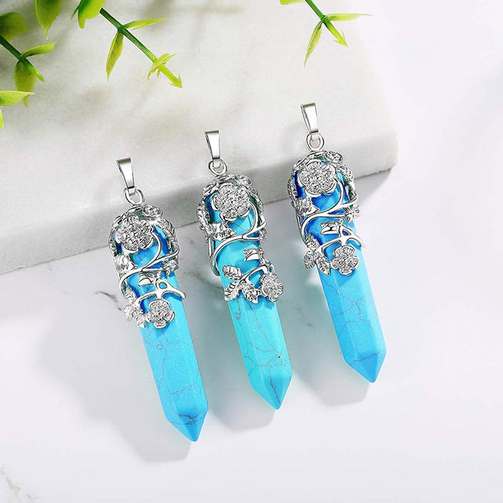 Olivenorma Natural Crystal Hexagonal Column Necklace