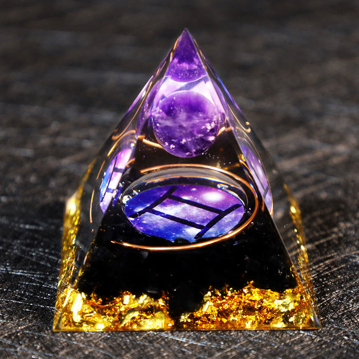 Olivenorma Amethyst Ball Obsidian Gravel Zodiac Gemini Orgone Pyramid