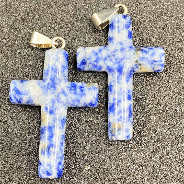 Olivenorma Natural Crystal Cross Healing Pendant